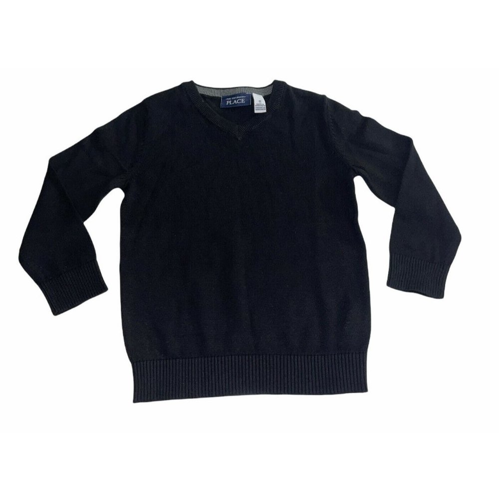 The Children's Place Little Boy's 4T V-Neck Sweater in Black 100% Cotton